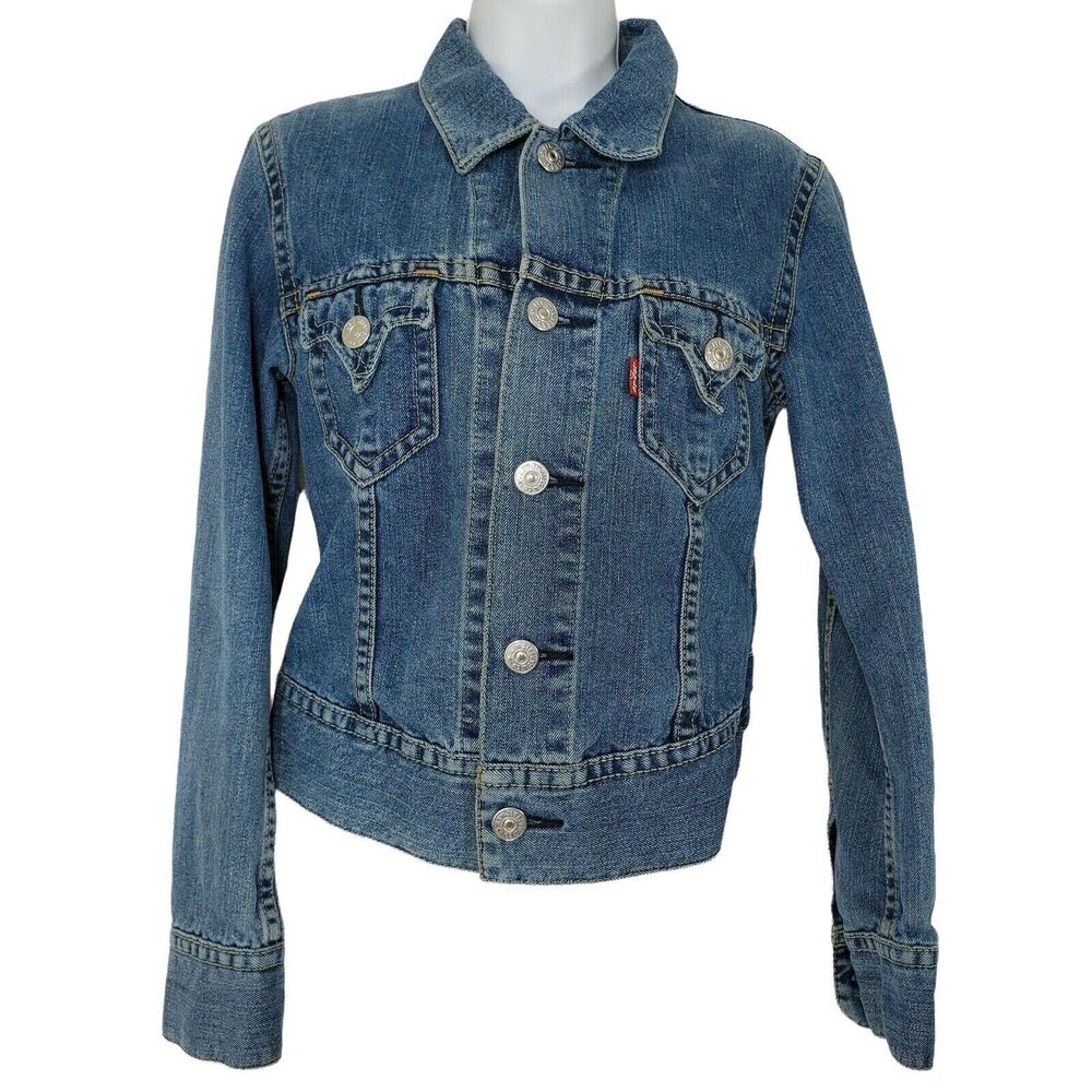 Levis Womens Iconic Classic Blue Jean Denim Jacket Small Button Front Pockets